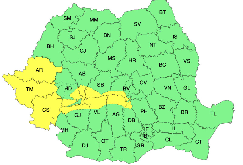 HARTĂ: Atenționări meteorologice de vreme nefavorabilă - Aproape 20 de județe sub alertă galbenă
