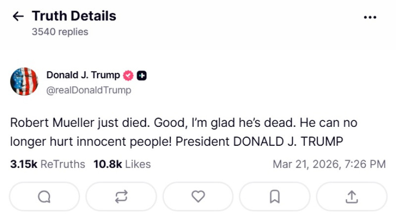 Robert Mueller, procurorul care a cercetat intervenția rusă în alegerile din 2016, a murit. Trump...