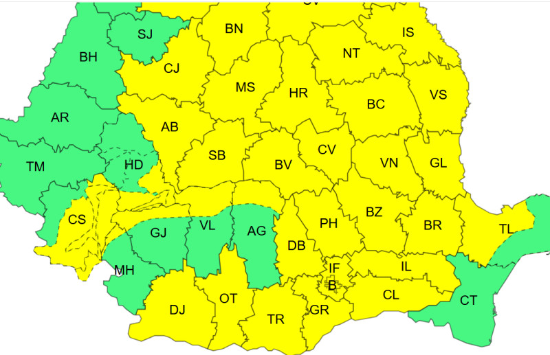 ANM a revizuit prognoza: perioada precipitațiilor și a furtunilor. Județele aflate sub alertă galbenă și date importante...