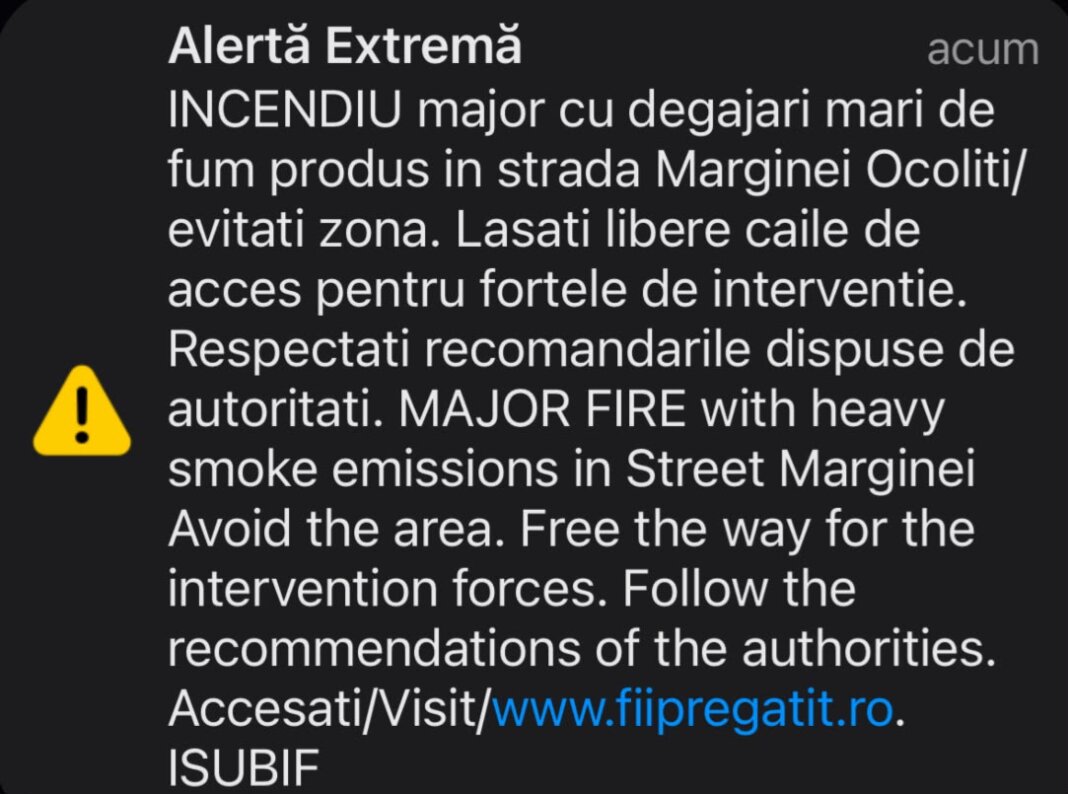 Incendiu de amploare în București. Alertă RO-Alert emisă la 2:12 AM. Imagini cu nori uriași de fum